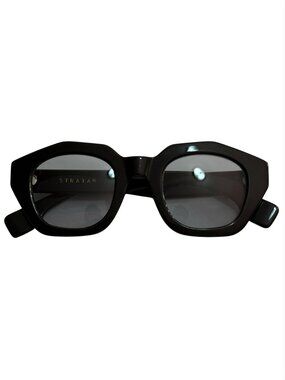 Strata Amplify Black Italian Sunglasses Blue Lens GUC $200